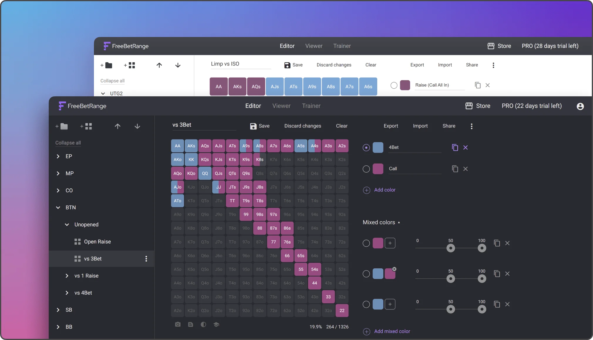 Poker range editor