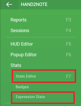 hand2note create stats menu