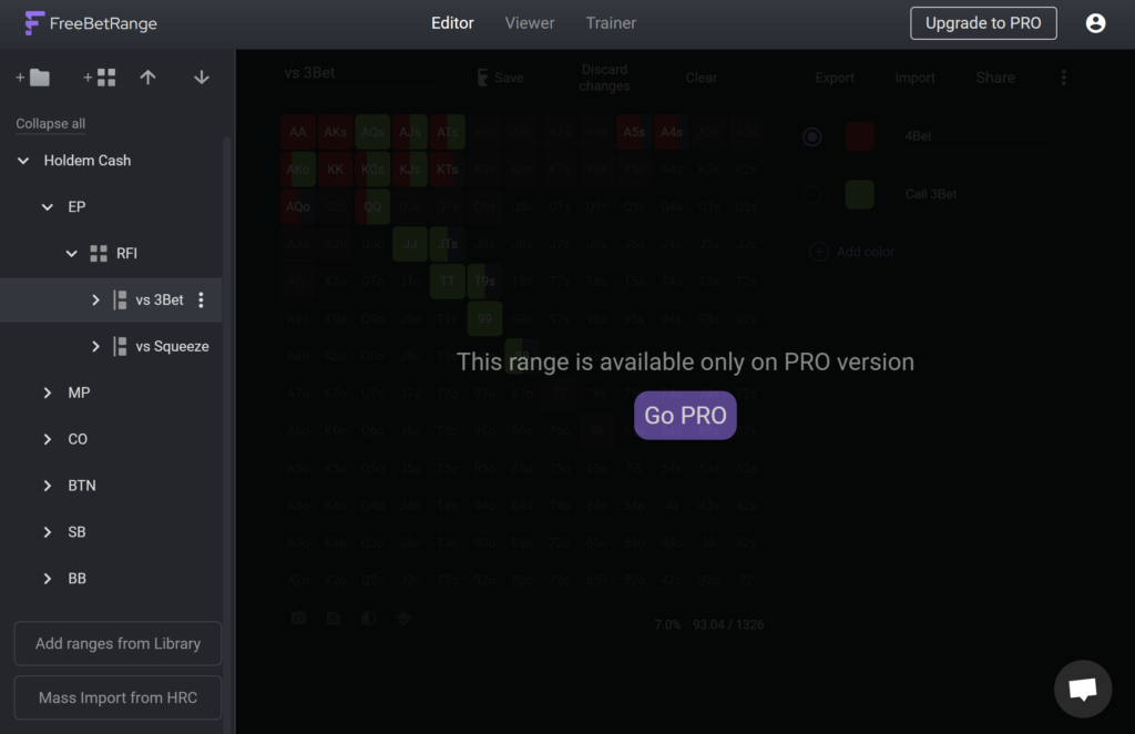 Freebetrange free version - pro range