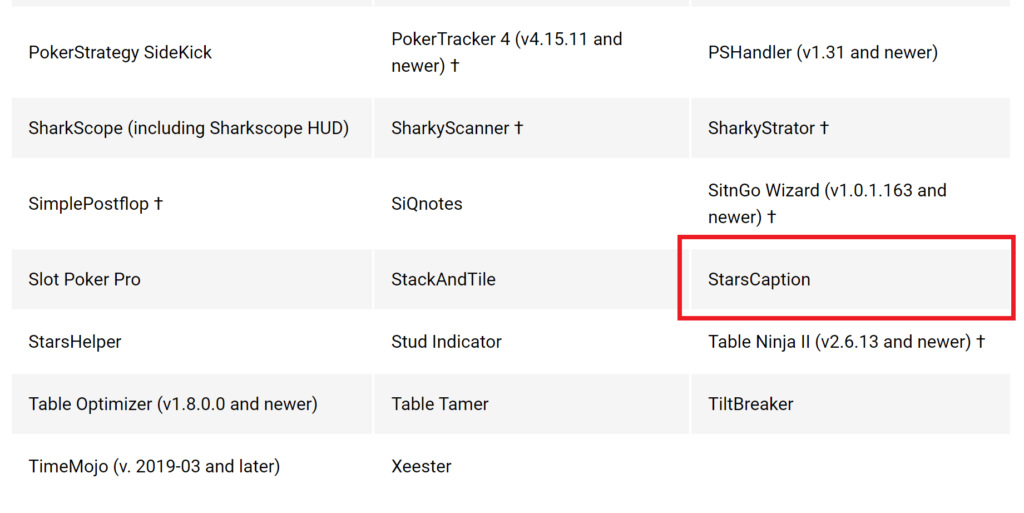 StarsCaption is permitted to use on PokerStars