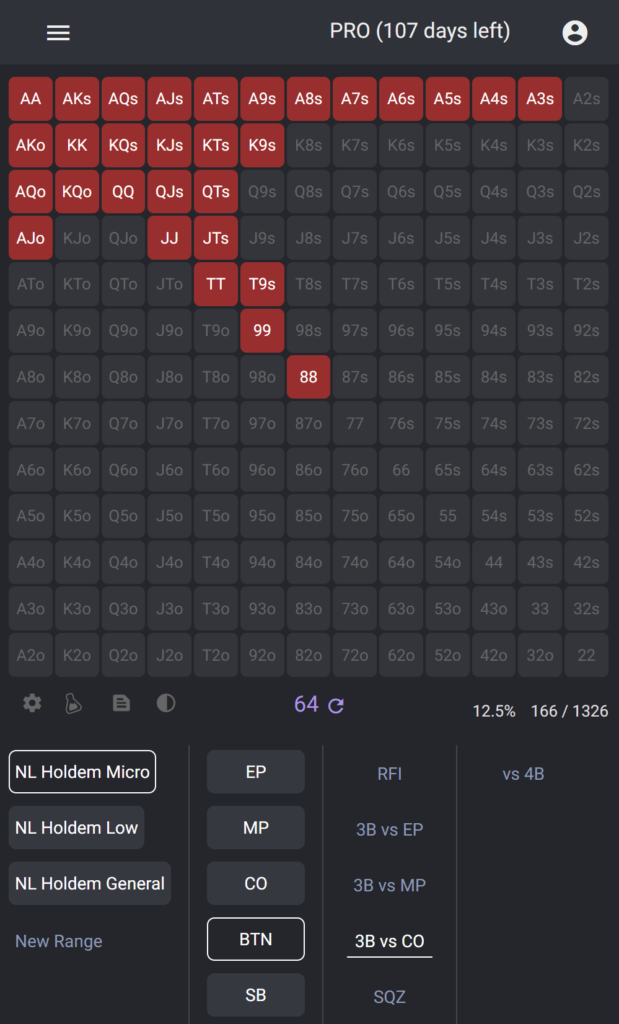 Preflop Range Viewer Mobile app