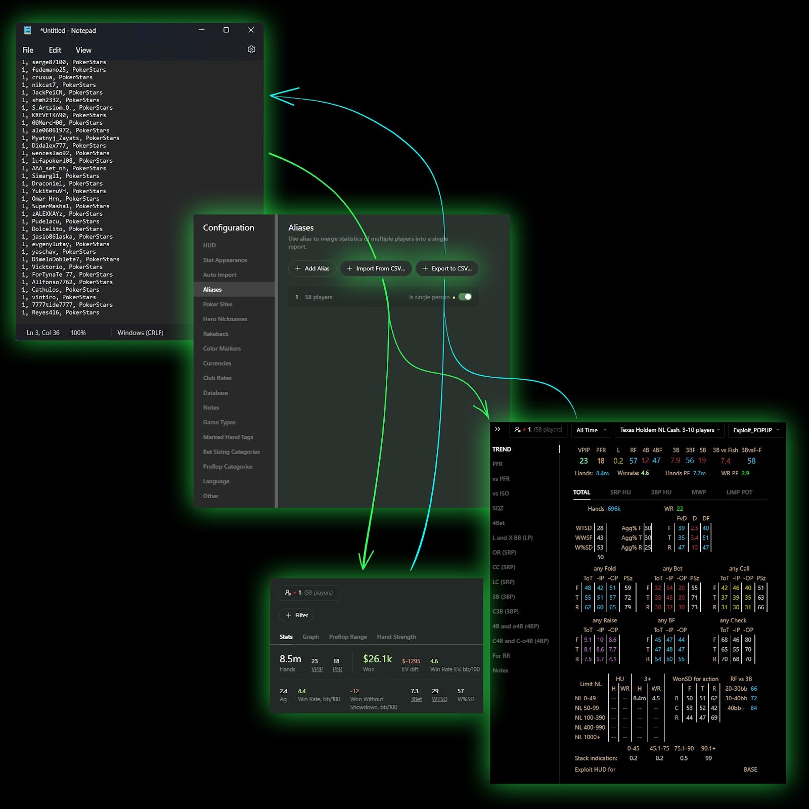 Export/Import von Aliases in Hand2Note