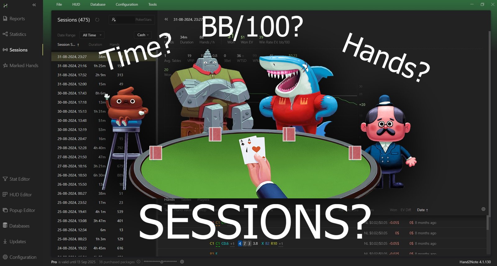 “Sessions”-Werkzeug in Hand2Note