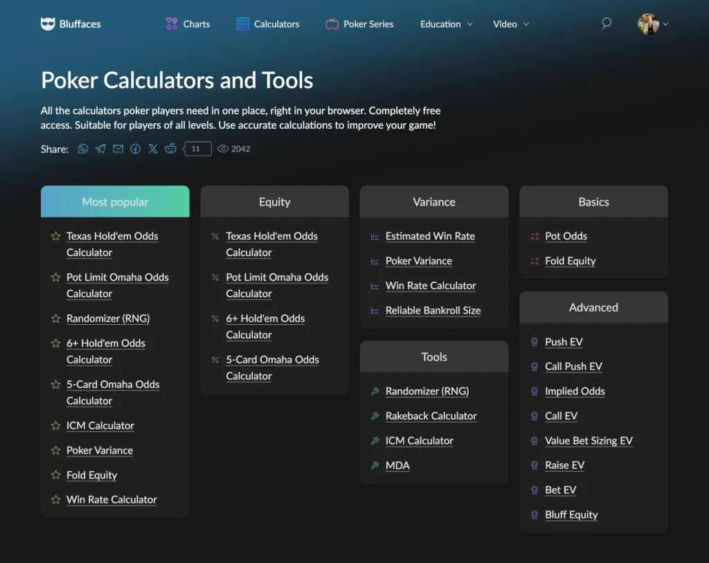 Poker-Rechner (GetCoach / Bluffaces)