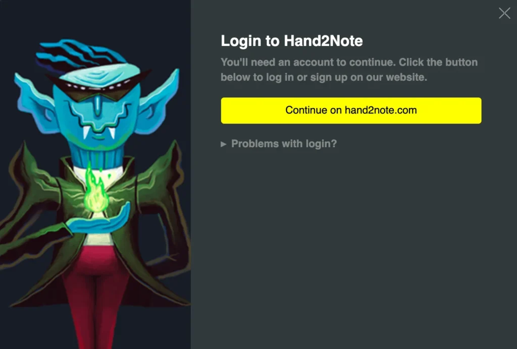 Hand2Note login on macos